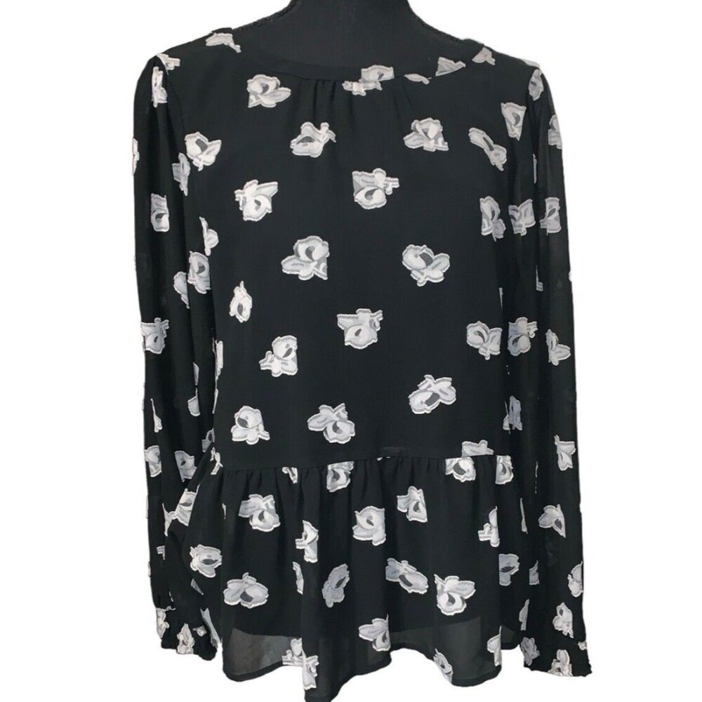 Loft Black Peplum Blouse Top Tunic Shirt  Size XS